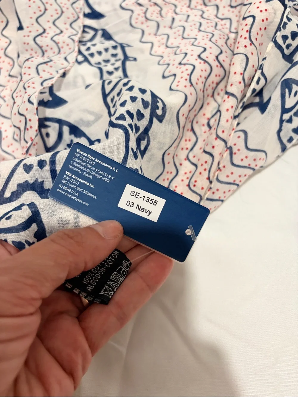 Vince Camuto Pink & Navy Fish-Print beach Scarf Wrap